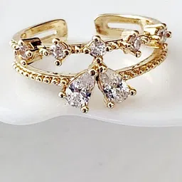 Piu Jewels Gold-Plated Cubic Zirconia-Studded Finger Ring-picture-23