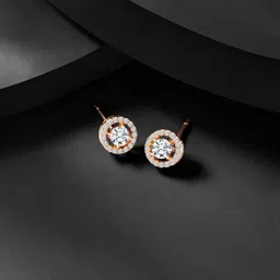 Peora Rose Gold-Plated Cubic Zirconia Studded Contemporary Studs image 1