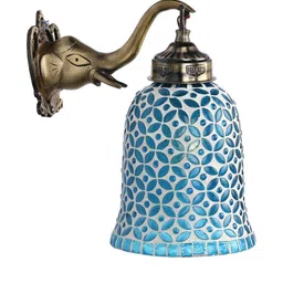 SOMIL Blue & White Printed Glass Cylinder Shaped Wall Lamp image 5