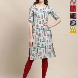 7Threads Women Pack Of-6 Ethnic Motifs Printed Crepe Kurta-picture-31