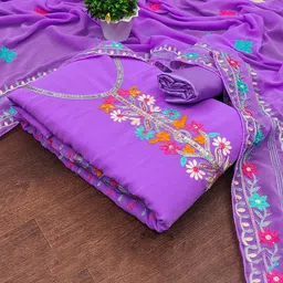 SAINOOR Sequinnce Embroidered Unstitched Dress Material-picture-19