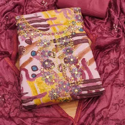 LeeliPeeri Designer Embroidered Unstitched Dress Material image 2