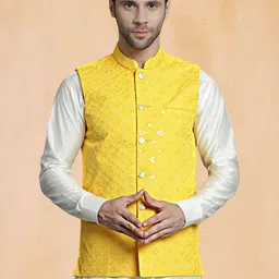 Jompers Embroidered Mandarin Collar Nehru Jacket-picture-15