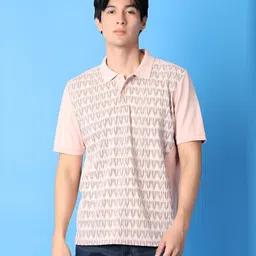 V-Mart Men Abstract Printed Polo Collar Cotton T-shirt image 2