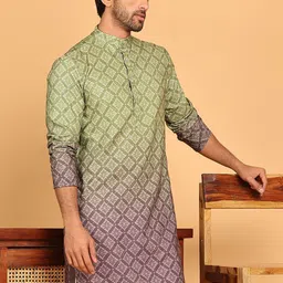 Jompers Men Floral Printed Sequinned Floral Kurta image 5
