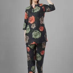 TITTLI Pack Of 2 Printed Mandarin Collar Tunic With Trousers Co-Ords image 4