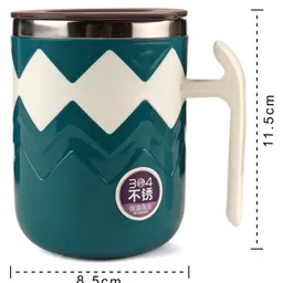 fab n funky Insulated Stainless Steel Mug with Lid Green - 400 ml image 3