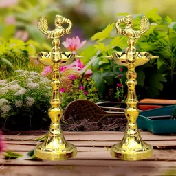 Denique 2 Pcs Peacock Designed Panchmukhi Diya-picture-33