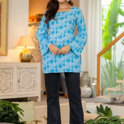 OKARA Ethnic Motif Printed Regular Sleeve Cotton Top image 2
