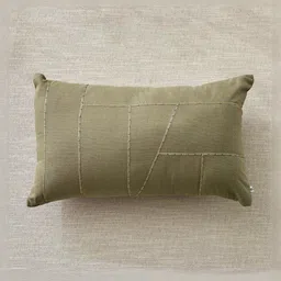 Home Centre Nuqta Neriah Olive Green Embroidered Pre-Filled Rectangular Cushion-image-70