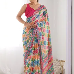 CANIZZARO Ethnic Motifs Mirror Work Silk Blend Saree-picture-19