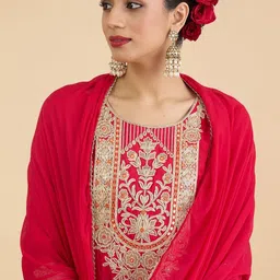 Indo Era Women Ethnic Motifs Embroidered Regular Thread Work Kurta with Trousers & With Dupatta-picture-24