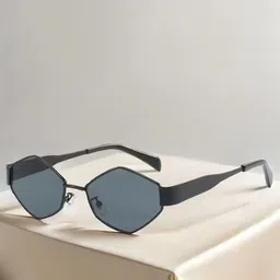 HAYDEN haiza Men Hexagonal Black Sunglasses with Polarised Lens OVAL BLACK-image-54