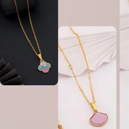 SZN Women Set of 2 Brass Gold-Plated Necklace-picture-38