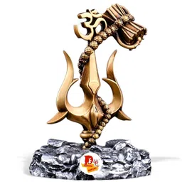 DARIDRA BHANJAN Brown Trishul With Damru Showpiece image 4