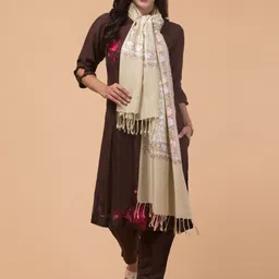 Tweedle Women Floral Embroidered Acrylic Shawl image 1
