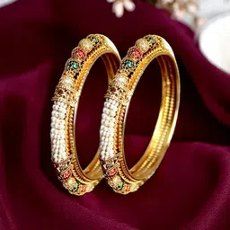 AccessHer Set Of 2 Gold-Plated Beaded Bangles-picture-22