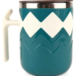 fab n funky Insulated Stainless Steel Mug with Lid Green - 400 ml image 4