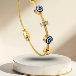 RKB Sales Women Cubic Zirconia Antique Gold-Plated Cuff Bracelet-picture-25