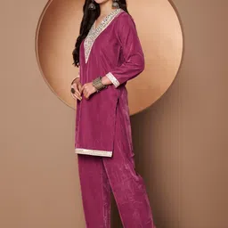 Poshak Hub embroidered Mirror Work Tunic With Trouser Co-Ords image 2