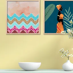 Kotart Teal & Orange 2 Pieces Boho Wooden Wall Arts image 2