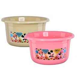 Kuber Industries Pink & Beige 2 Pieces Disney Check Printed Light Weight Bath Tubs-picture-17