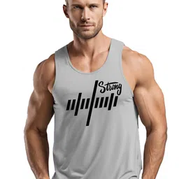 3Colors Printed Scoop Neck Gym VestsVEST-NCUT-LINESRONG-GREY_M image 1