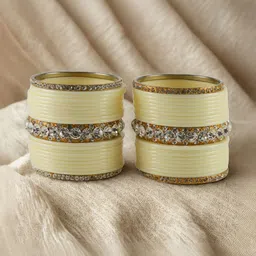 Vidhya Kangan Gold-Plated & White Brass Artificial Stones Bangle-picture-17