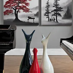 Kraftlik Handicraft Set of 3 Ceramic Deer Family Showpiece image 4