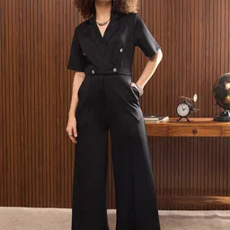 SASSAFRAS worklyf Notch Collar Basic Jumpsuit-picture-31