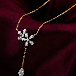 GIVA Gold Floral Drop Diamond Necklace-picture-36