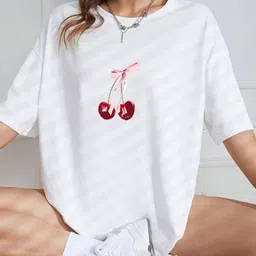 Slenor Women Graphic Printed Round Neck Oversized T-shirt-image-69