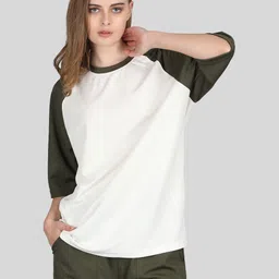 Raxedo Women Raglan Sleeves Relaxed Fit Oversized Tshirt-image-50