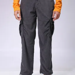 The Indian Garage Co Men Textured Loose Fit Cargos Trousers-image-50