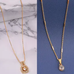 Boghra Sales Women Set Of 2 Gold-Plated Alloy American Diamond Chain-picture-26