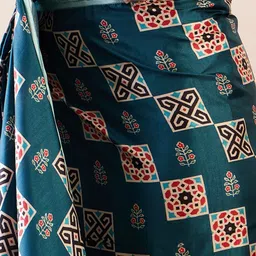 Saree mall Ajrak Block Satin Bagru Sarees image 5