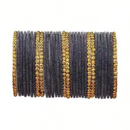 Only Offers Set Of 10 Grey Glass Artificial Stones & Beads Bangle-picture-11
