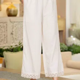 Pistaa Women Embroidered Regular Pure Cotton Kurta with Palazzos image 3