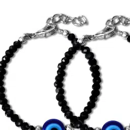 Adhvik Stainless Steel Crystals Beaded Evil Eye Anklet image 3