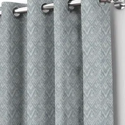 HOMEBREW FURNISHINGS Grey Melange Geometric Printed 2 Pieces Black Out Door Curtains image 4