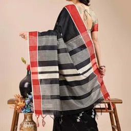 HERE&NOW Striped Pure Cotton Saree image 4