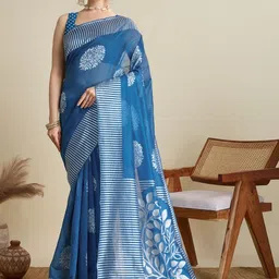 HEER FASHION Ethnic Motifs Zari Silk Blend Saree-picture-10