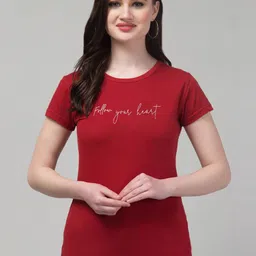 Trend Level Women Typography Printed Drop-Shoulder Sleeves T-shirt-image-1