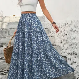 StyleCast Floral Printed Midi A-Line Skirts-picture-25