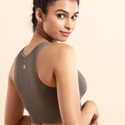 Nykd by Nykaa All Day Seamless Sports Bra with removable cookies - NYK096 Beetle Green image 3