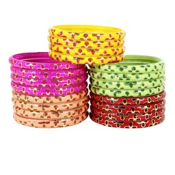 ZULKA Set of 20 Glass with Flower Printed Multicolor Kada image 3
