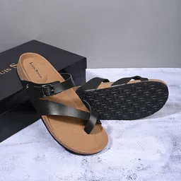 LOUIS STITCH Men Jet Black Comfy Cork Flip-Flops Slipper for Men-image-99