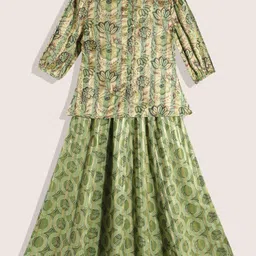 Sangria Girls Floral Printed Ready to Wear Pure Cotton Lehenga Set-picture-47