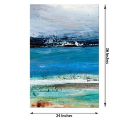 999Store Blue & White Ocean Abstract Canvas Painting Framed Wall Art image 5