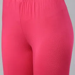 W Women Pink Solid Churidar Leggings image 5